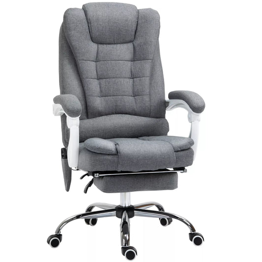 Biuro kėdė su masažo ir šildymo funkcija, pakreipiama atlošas, sukiojama ir aukščio reguliuojama, iki 120 kg, pilka