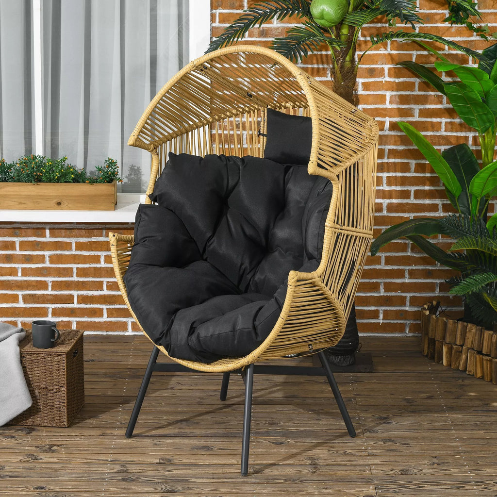 Rattan kėdė Lauko kėdė Sodo kėdė, PE-rattan, 89 cm x 75 cm x 143 cm, natūrali + juoda