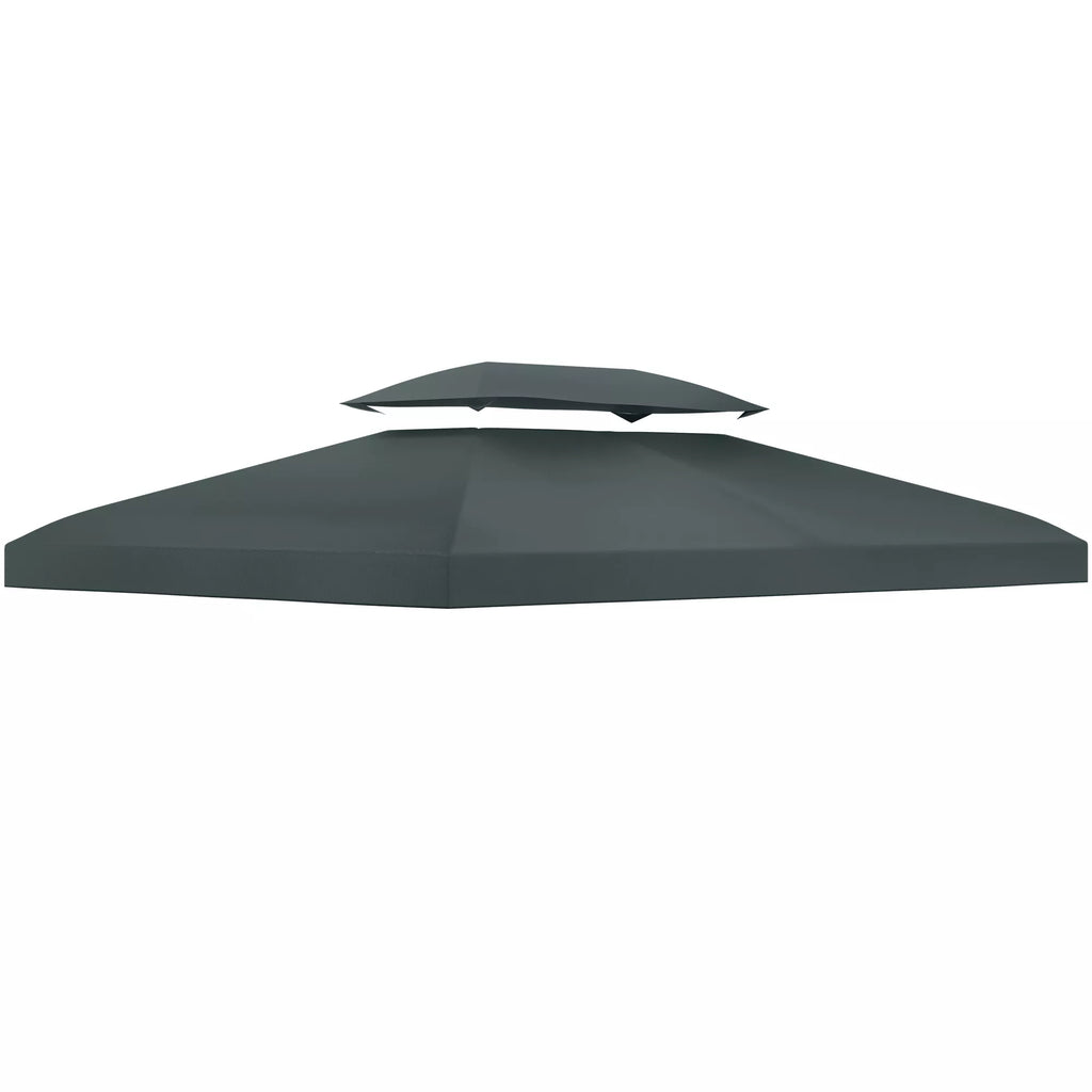Atsarginis stogas metaliniam paviljonui 3x4 m, atsparus vandeniui Paviljono stogas su dvigubu stogu, atsarginis dangtis sodo paviljonui, šventėms skirtam palapinei, sodo palapinei, poliesterio, anglies pilkos spalvos