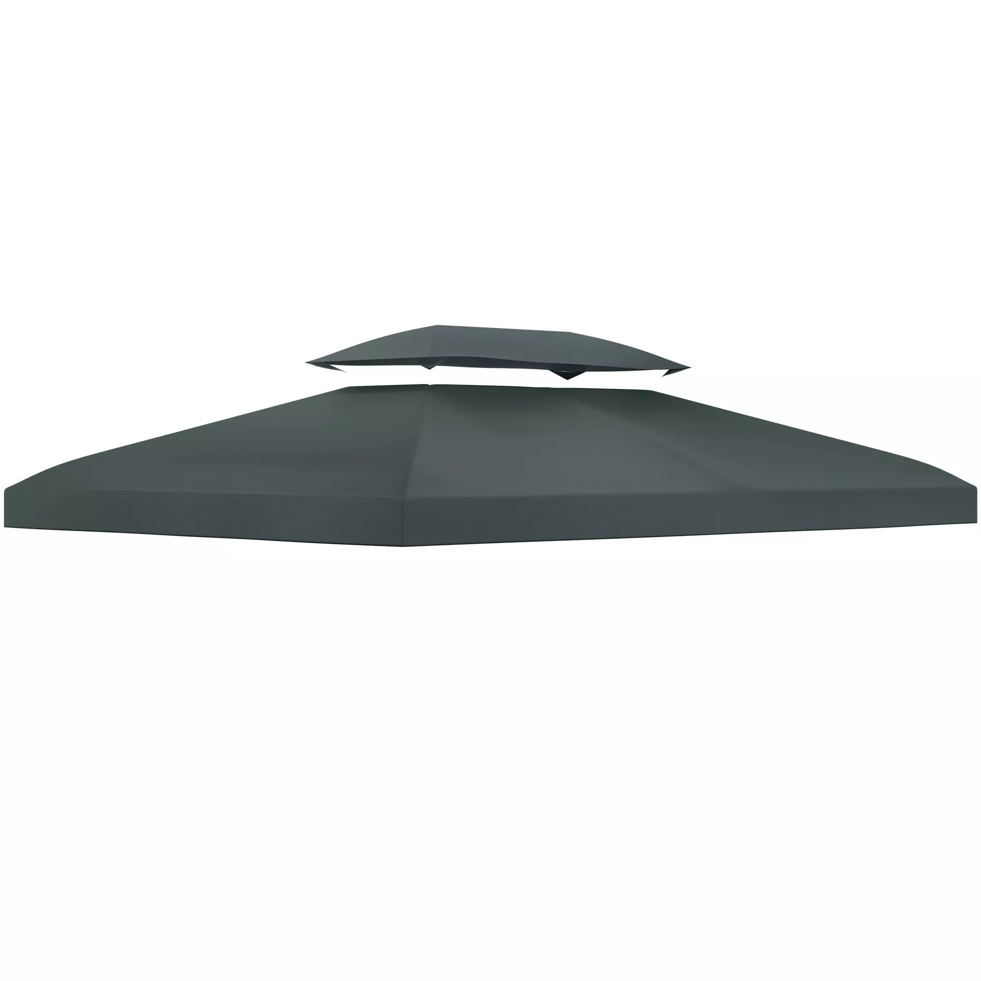 Atsarginis stogas metaliniam paviljonui 3x4 m, atsparus vandeniui Paviljono stogas su dvigubu stogu, atsarginis dangtis sodo paviljonui, šventėms skirtam palapinei, sodo palapinei, poliesterio, anglies pilkos spalvos