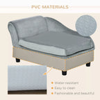 Šviesiai pilka gyvūnų sofa su PVC medžiagos žyma