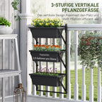 Grafika apie trijų pakopų vertikalius vazonus