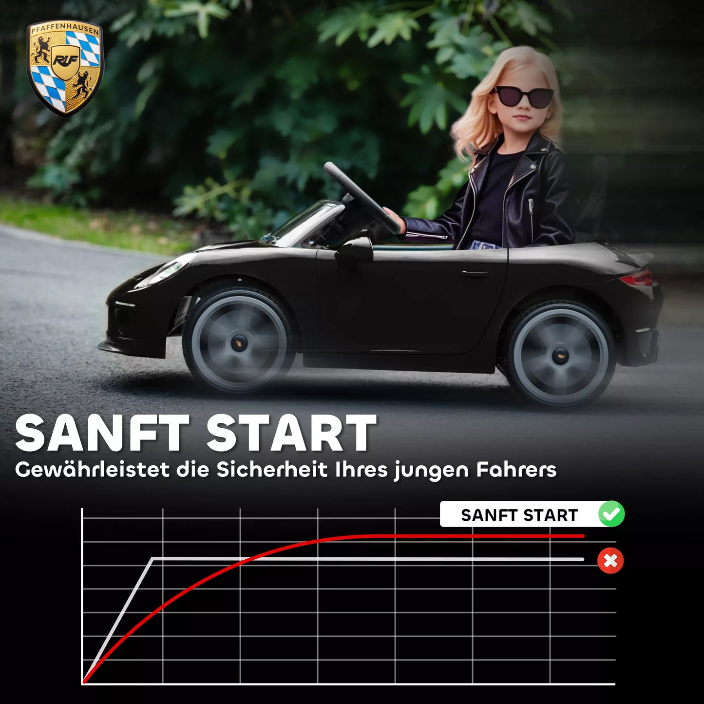 Elektrinis vaikiškas automobilis su nuotolinio valdymo pultu, muzika, signalu, USB, saugos diržu, skirtas 3-5 metų vaikams, juodas