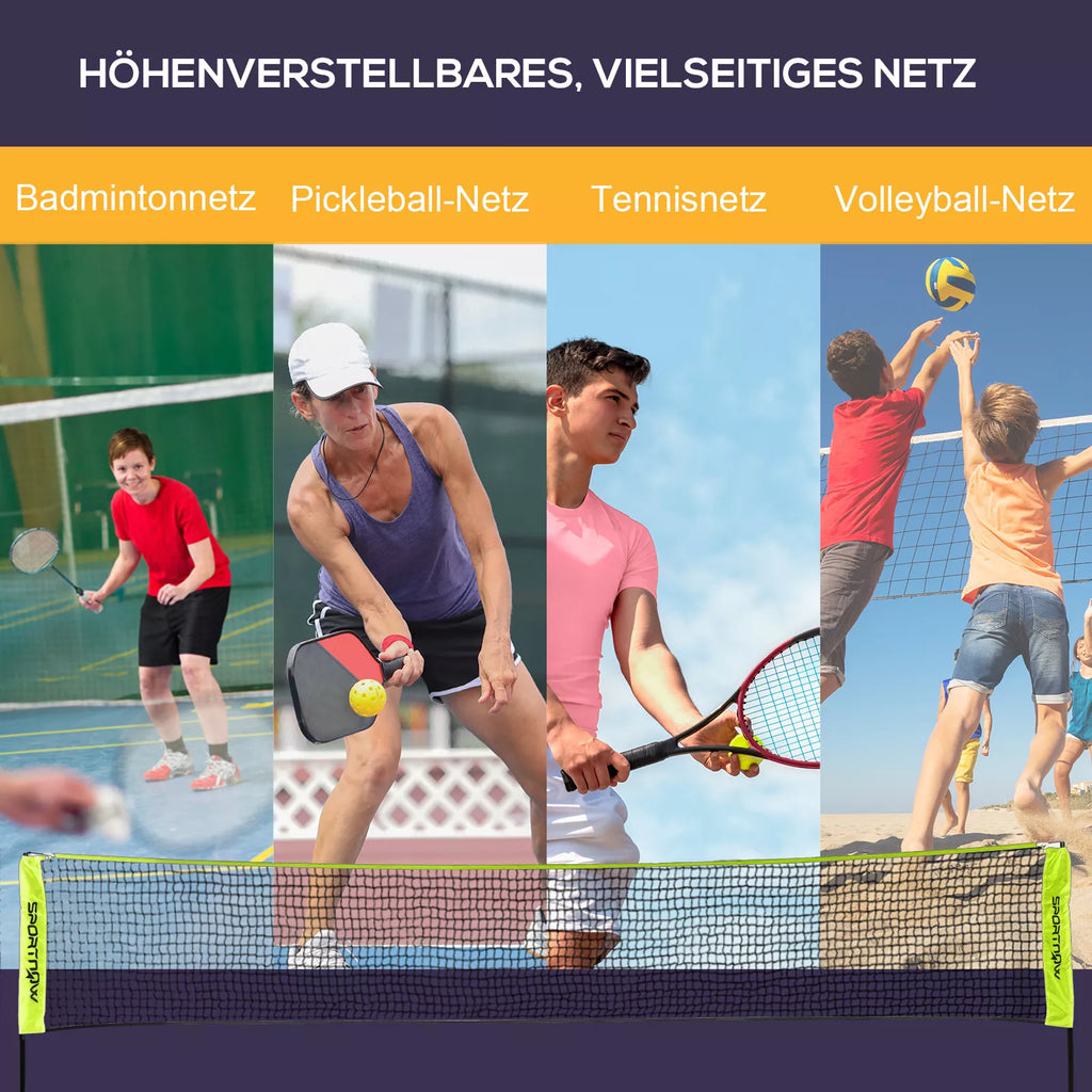 Badminton tinklas reguliuojamu aukščiu 107-155 cm, geltonas