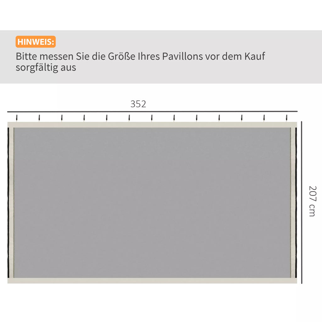 Atsarginė tinklinė užuolaida 3 x 4 m sodo pavėsinėms, tinklinė nuo vabzdžių, su užtrauktukais, poliesteris, juoda