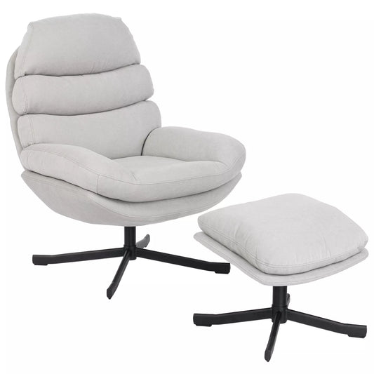 Minkštas krėslas su pakoja, šenilinio audinio fotelis, modernus televizinis krėslas, 78 x 93 x 100 cm, kreminės baltos spalvos