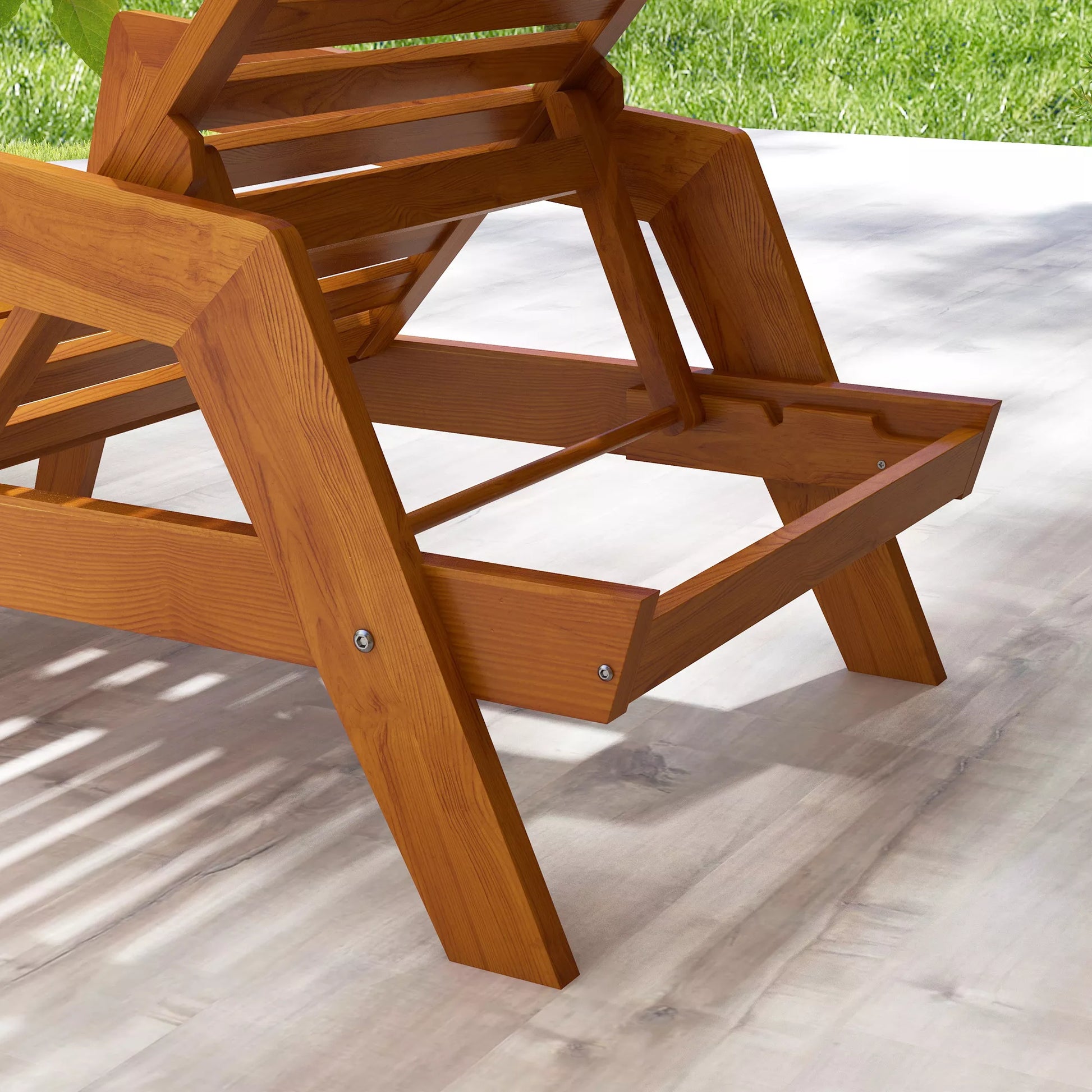 Saulės gultas Sodo gultas Medinis gultas, masyvi mediena, 66 cm x 190 cm x 73,5 cm, oranžinis