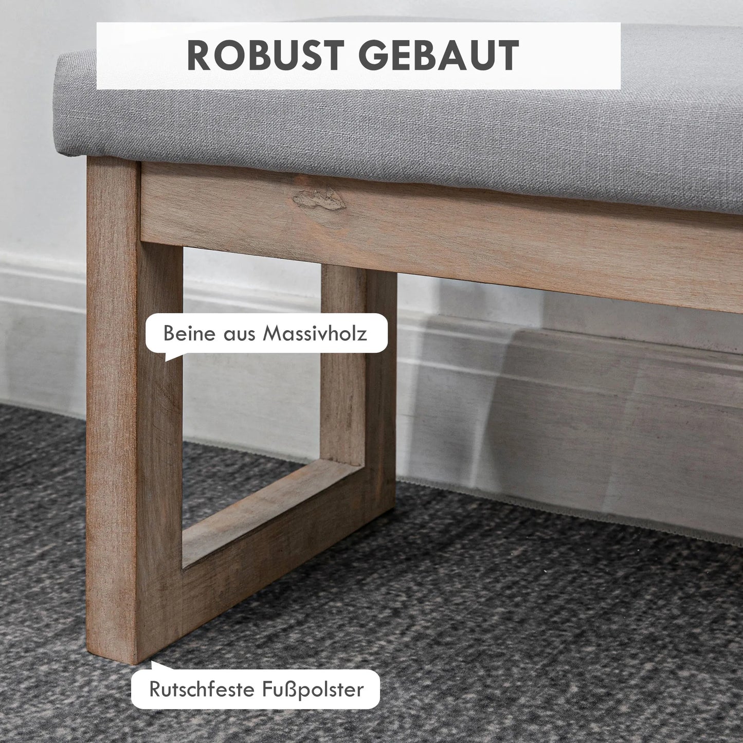 Pakoja skandinaviško dizaino, sėdima taburetė, pakoja, 68 cm x 38 cm x 42 cm, Pilka + Natūrali