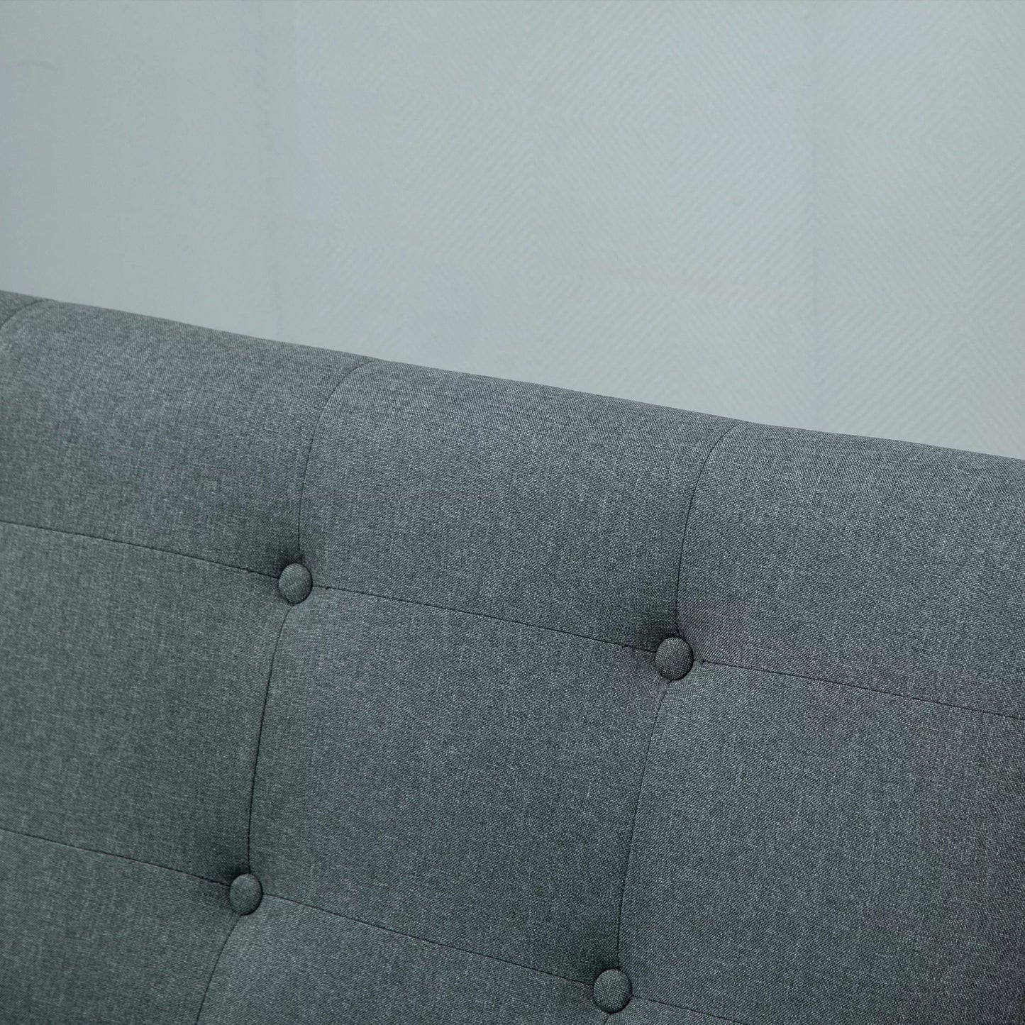 2 vietų sofa, 115 cm ilgio sofa su porankiais, atlošu, Maža minkšta sofa su linine išvaizda, medinės kojos, Minkšta svetainės, miegamojo poilsio sofa, Tamsiai pilka