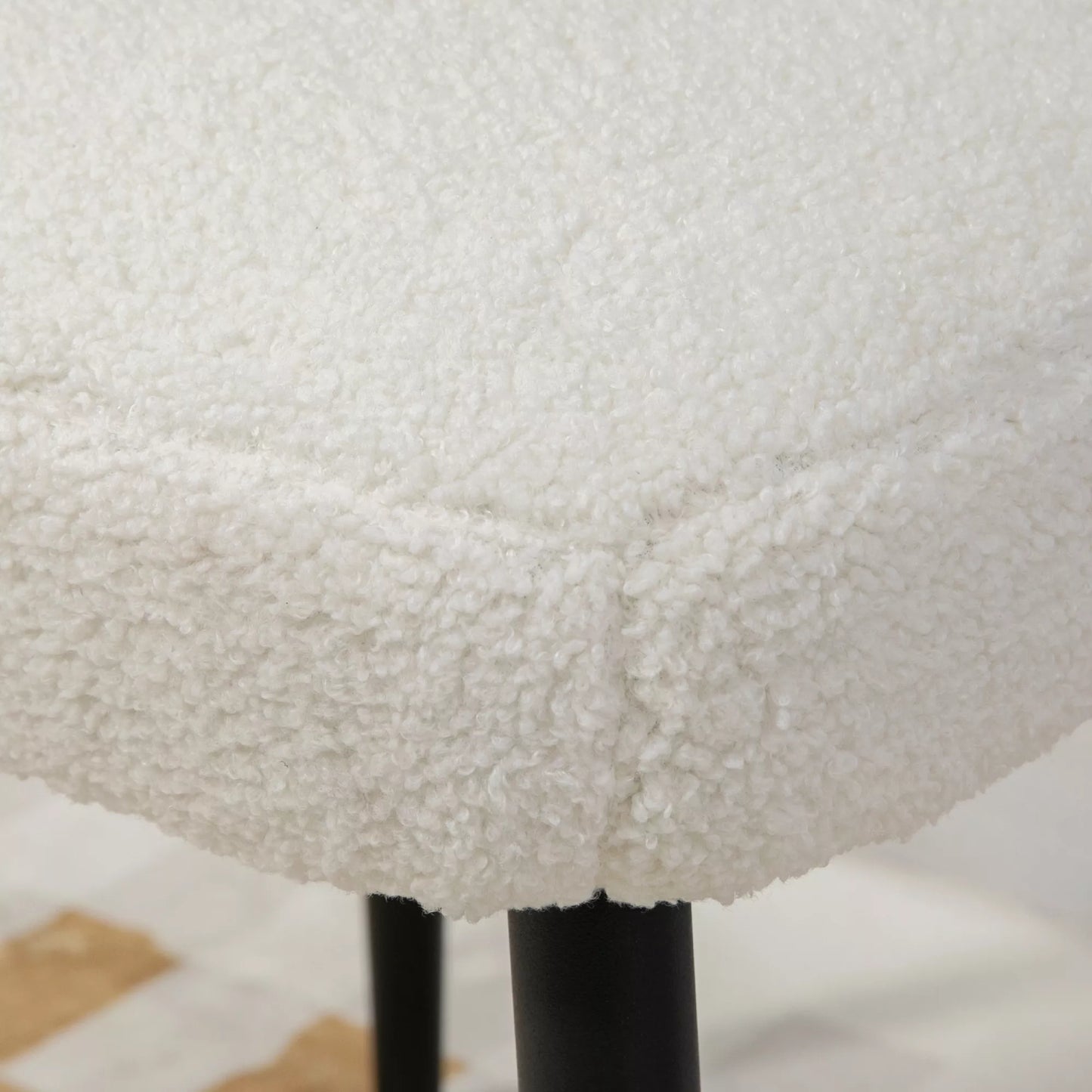 Pufas, sėdima taburetė, kašmyro išvaizdos, kojų pufas, kreminės baltos spalvos