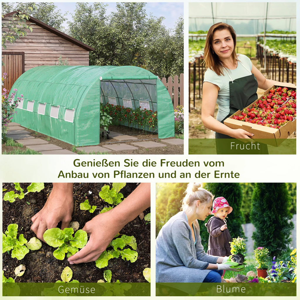 Plėvelės šiltnamis Polytunnel 6 x 3 x 2 m, įeinamas šiltnamis su suskleidžiamais dangčiais Plėvelės tunelis Šiltnamis UV apsauga Plieninis vamzdis Žalias