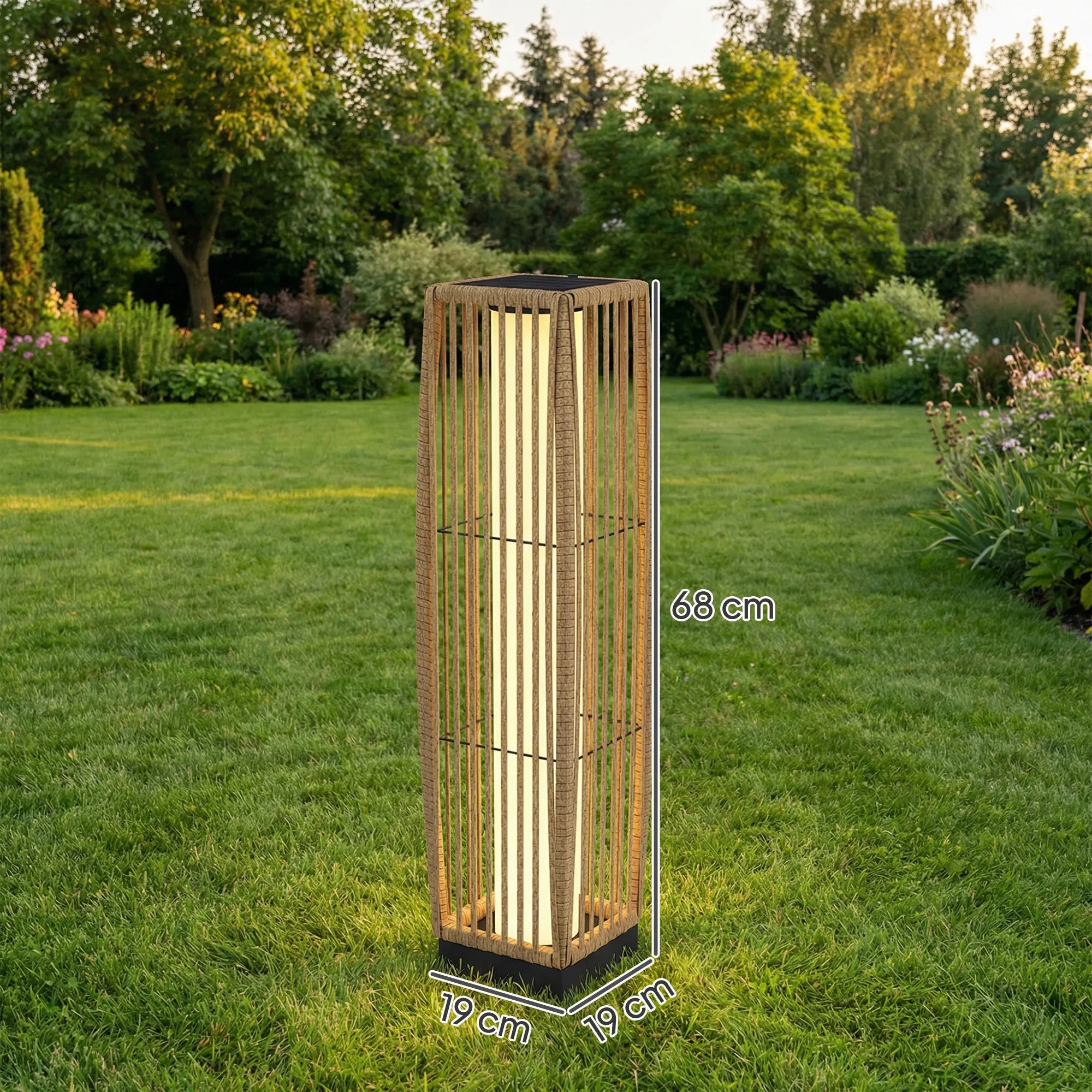 Saulės stovas Rattan saulės lempos su šviesos jutikliu Automatinis LED saulės šviestuvas boho stiliaus IP44
