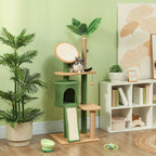 Kratzbaum, 139 cm kačių medis su urvu, žaisliniais kamuoliukais, sizalio nagų galandimo stulpeliais ir platformomis, skirtas dviem katėms, žalias