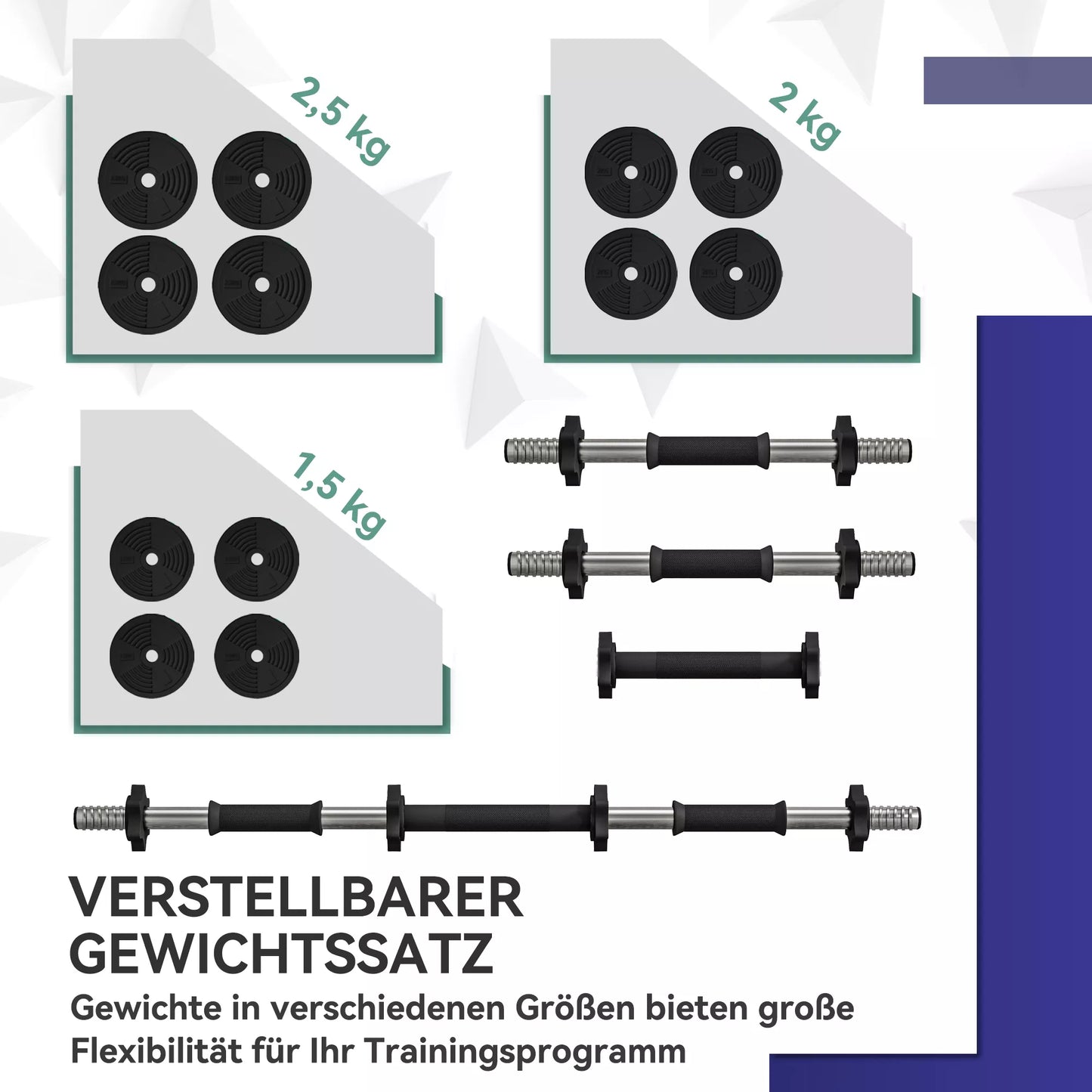 2 viename svarmenų rinkinys, ilgasis & trumpasis svorelis, 25 kg, neslystantis, apsaugantis grindis, juodas/žalias