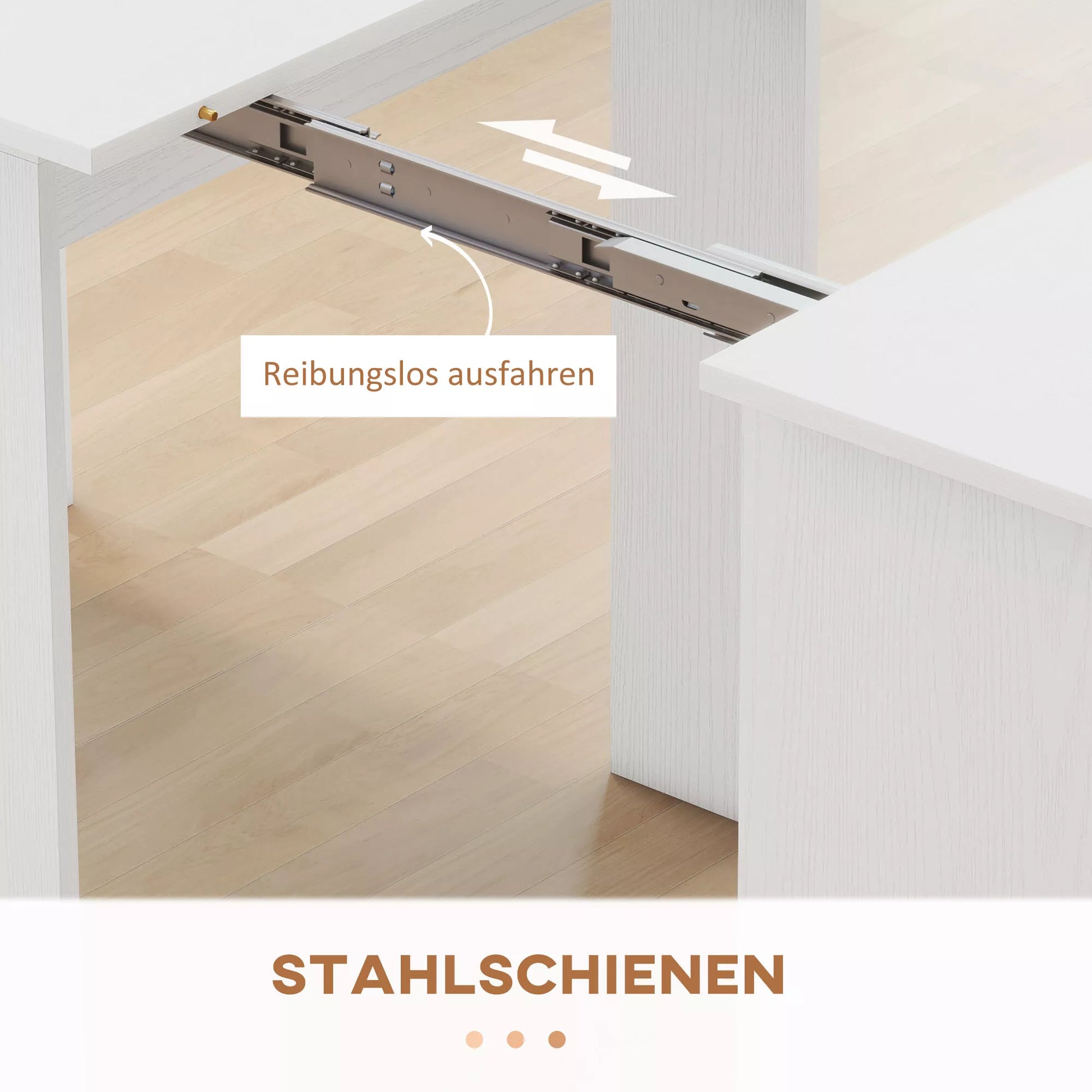 Valgomojo stalas, sulankstomas stalas, prailginamas virtuvės stalas, valgomojo baldų stalas, medžio drožlių plokštė, 60-180 x 85 x 75 cm, baltas