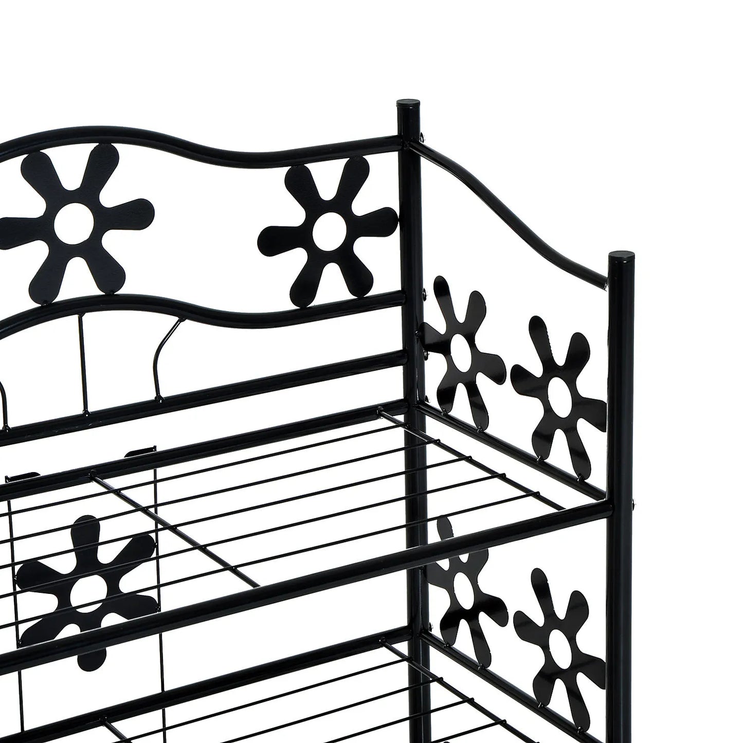 Kompaktiškas batų stovas, vietą taupantis gėlių stovas, augalų laipteliai, pastatoma lentyna, 4 pakopų, metalas, juodas, 59,5 x 30 x 92 cm