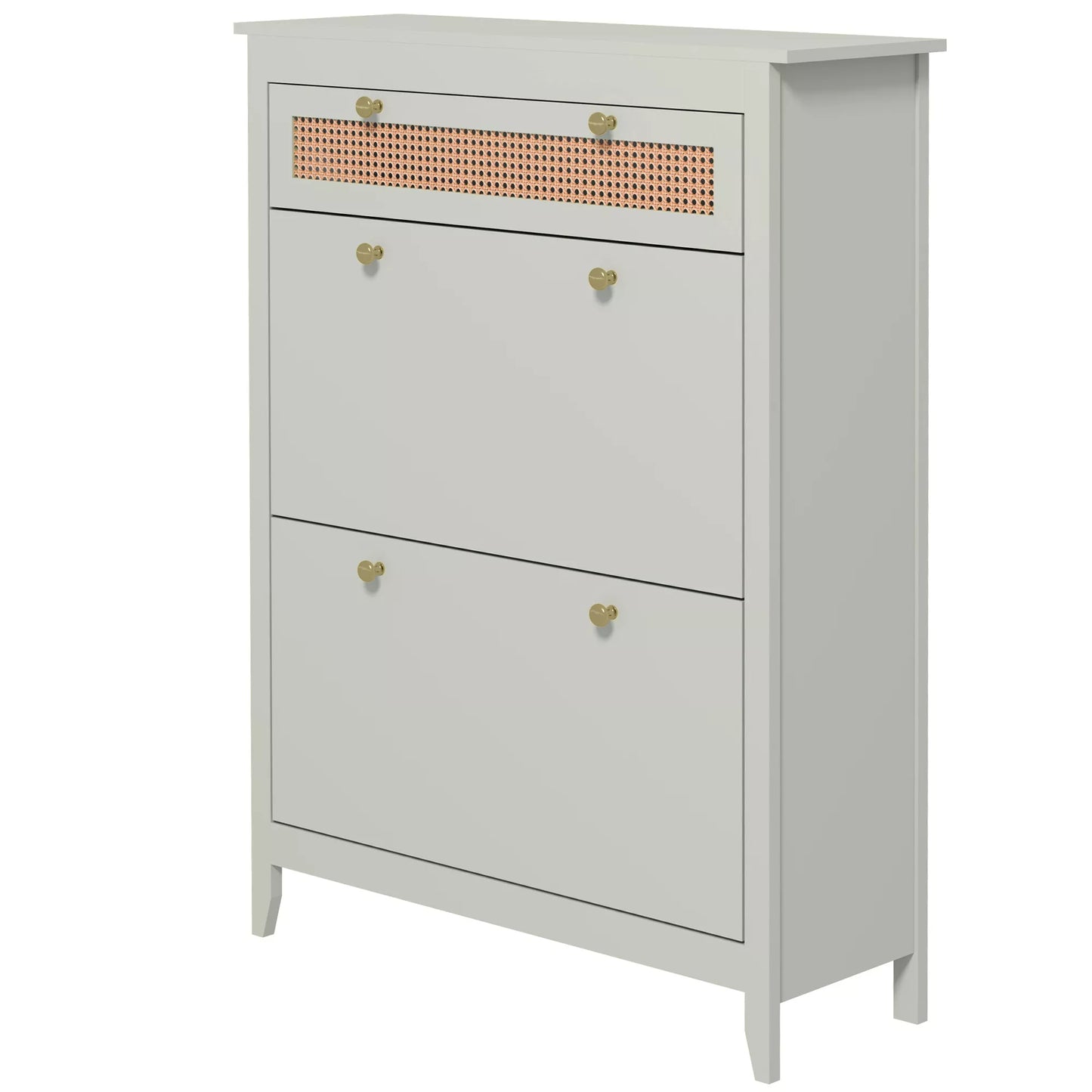 Batų spintelė 12 poroms batų, su 1 ištraukiama stalčiumi, 2 atverčiamais stalčiais, batų komoda, 88 x 30 x 120 cm, žalia