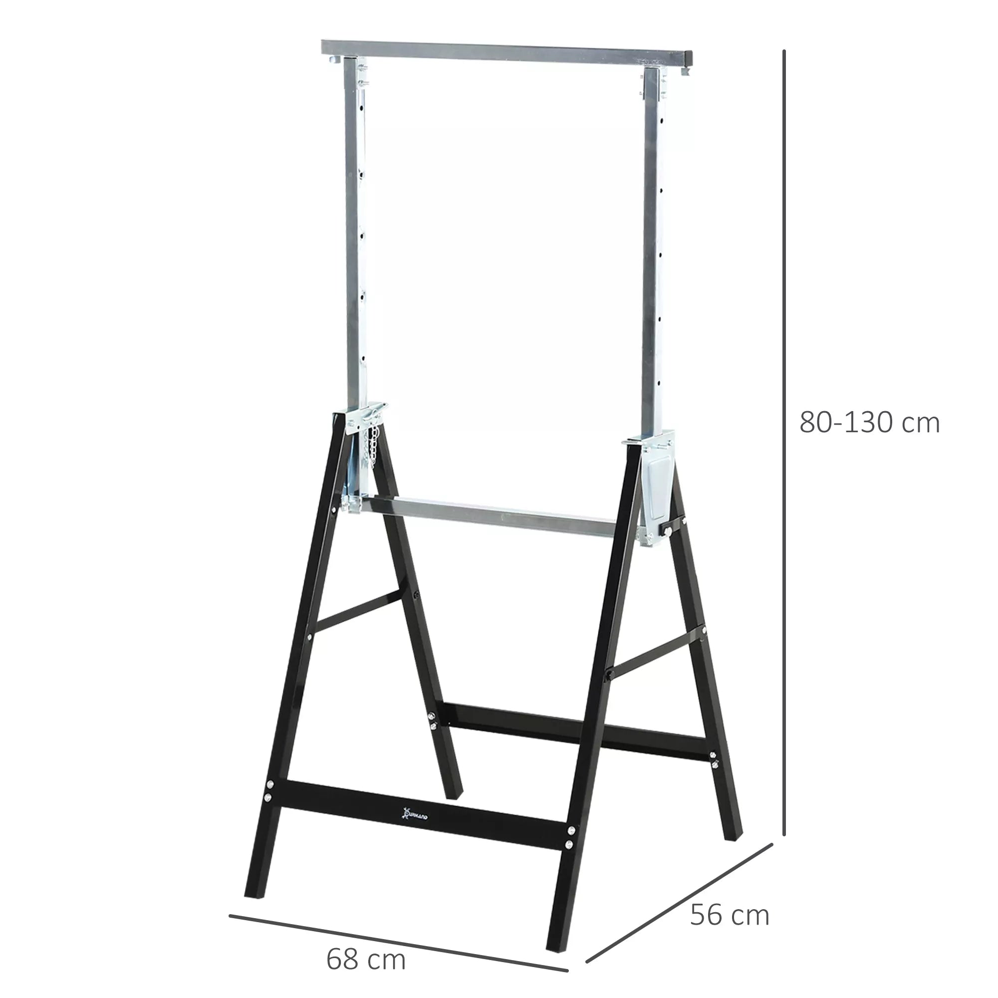 Darbinis stovas, pjovimo stovas, reguliuojamo aukščio, sulankstomas, metalinis, juodas, 68 x 56 x 80-130 cm, keliamoji galia 200kg
