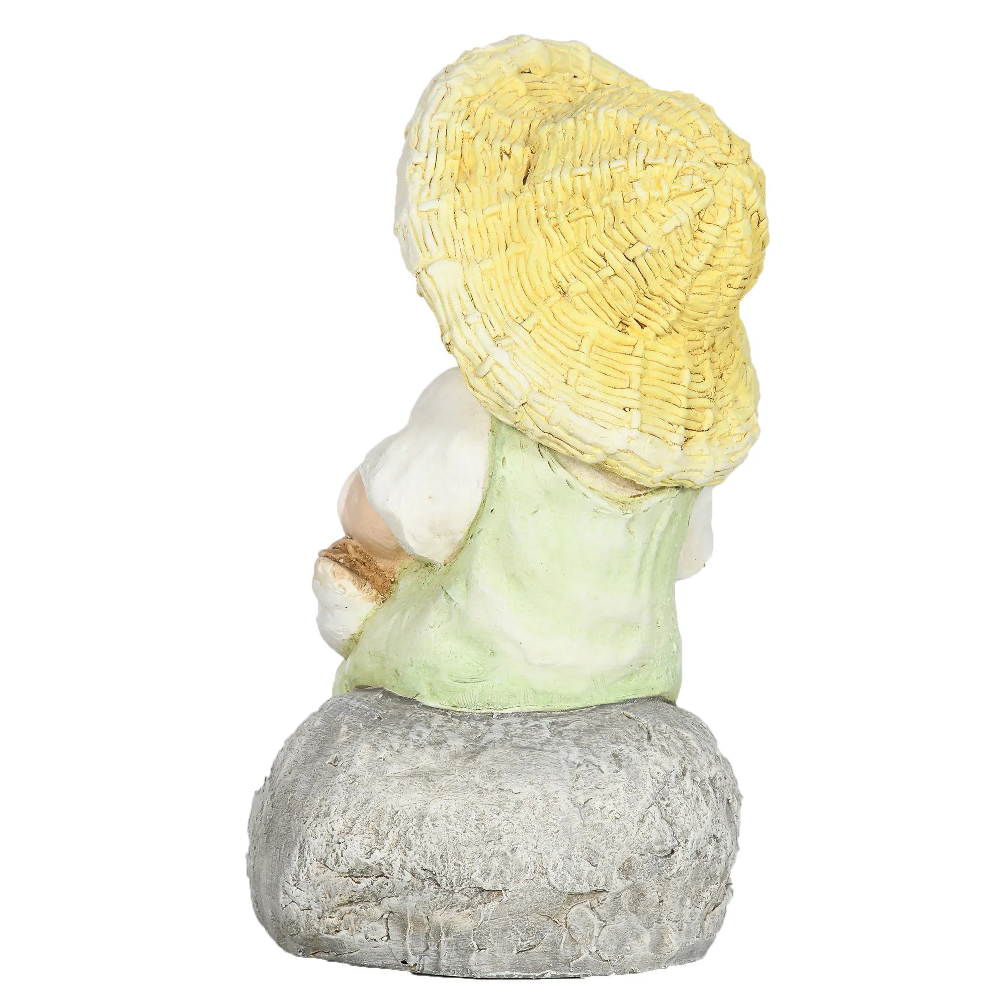 Sodo figūra „Mažasis berniukas su šiaudine skrybėle“, sodo dekoracija, atspari atmosferos poveikiui, 23,5 cm x 25 cm x 43 cm