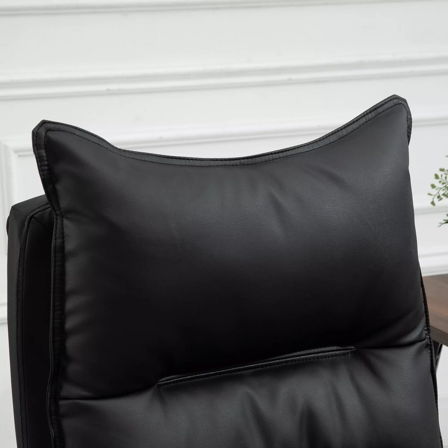 Ergonomiška biuro kėdė su porankiais, atrama kojoms, aukščiui reguliuojama pasukama dirbtinės odos kėdė, paminkštinta kompiuterio kėdė, juoda