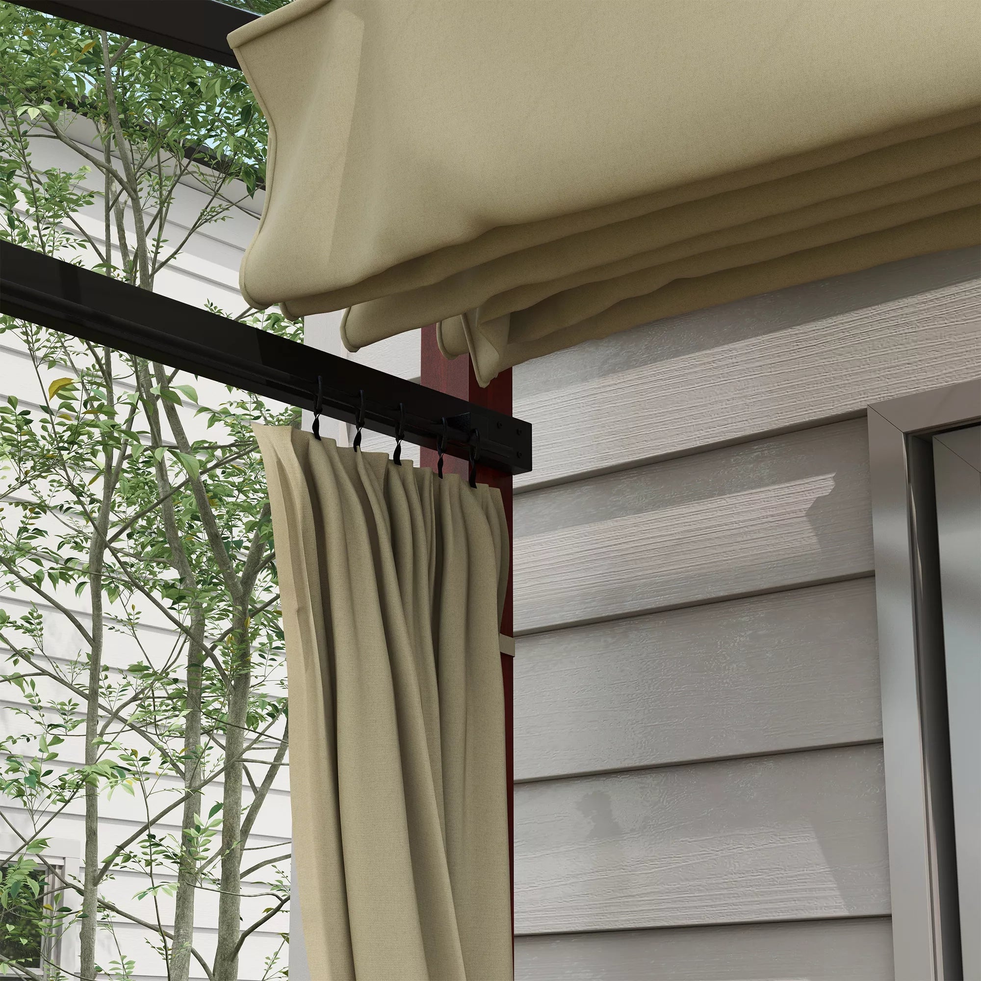 Sodo pergola, įleidžiama sodo pergola, atspari atmosferos poveikiui, su tvirtinimo medžiagomis, smėlio spalvos
