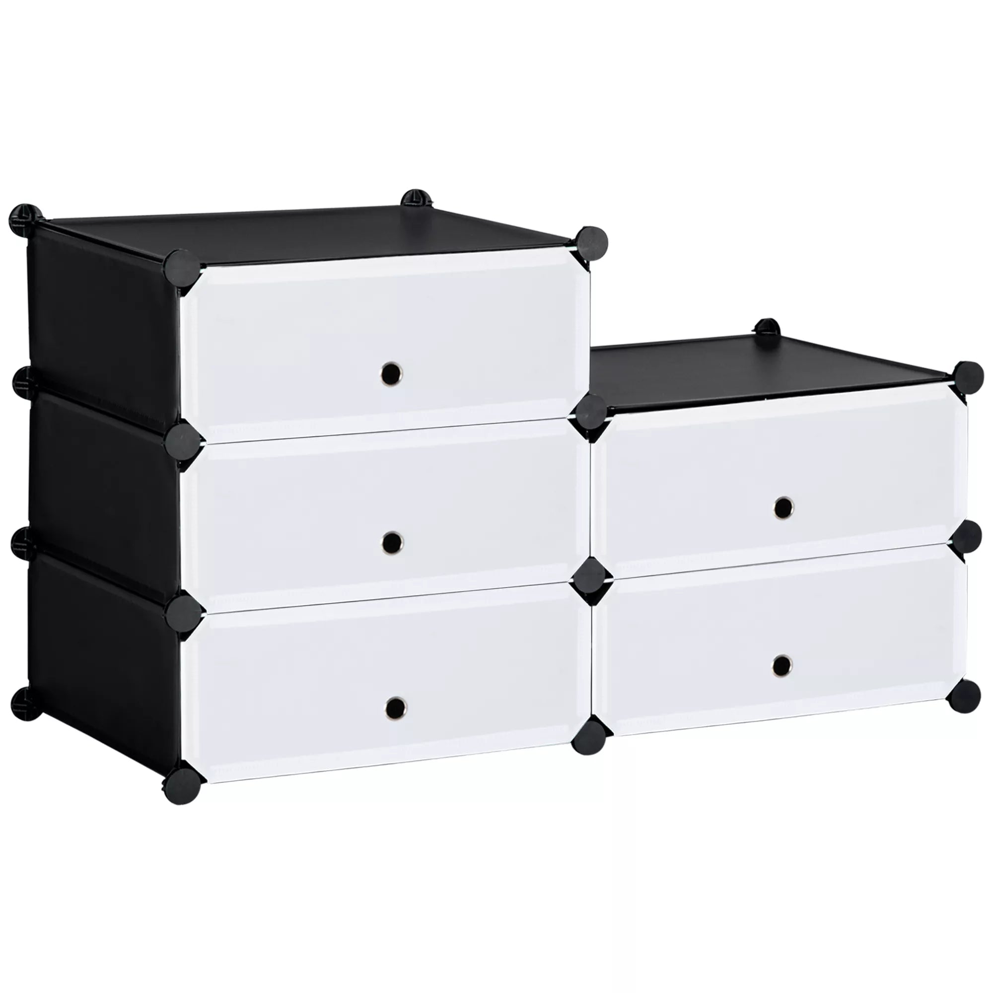 Modulinė batų lentyna 6 poroms, 49 cm x 36,5 cm x 108 cm, Juoda