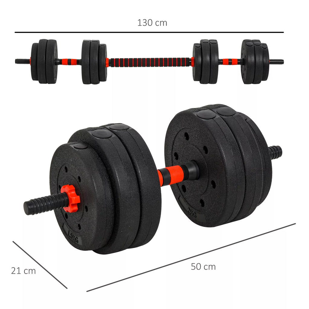 Reguliuojamas hantelių ir štangos rinkinys 25 kg, juodas