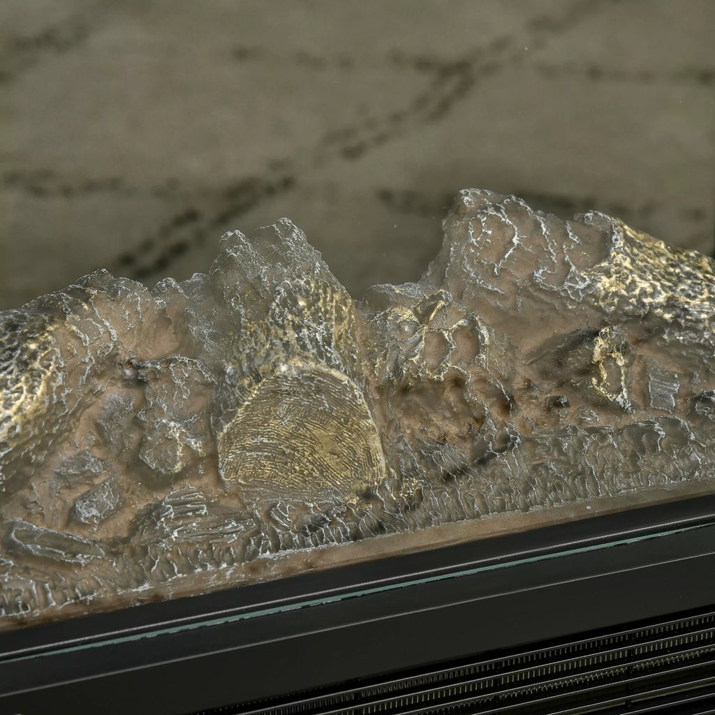 Elektrinis židinys, 2000 W, pastatomas židinys su šildymu, LED 3D liepsnos efektas, 4 ryškumo lygiai, elektrinis židinys su termostatu, apsauga nuo perkaitimo, juodas