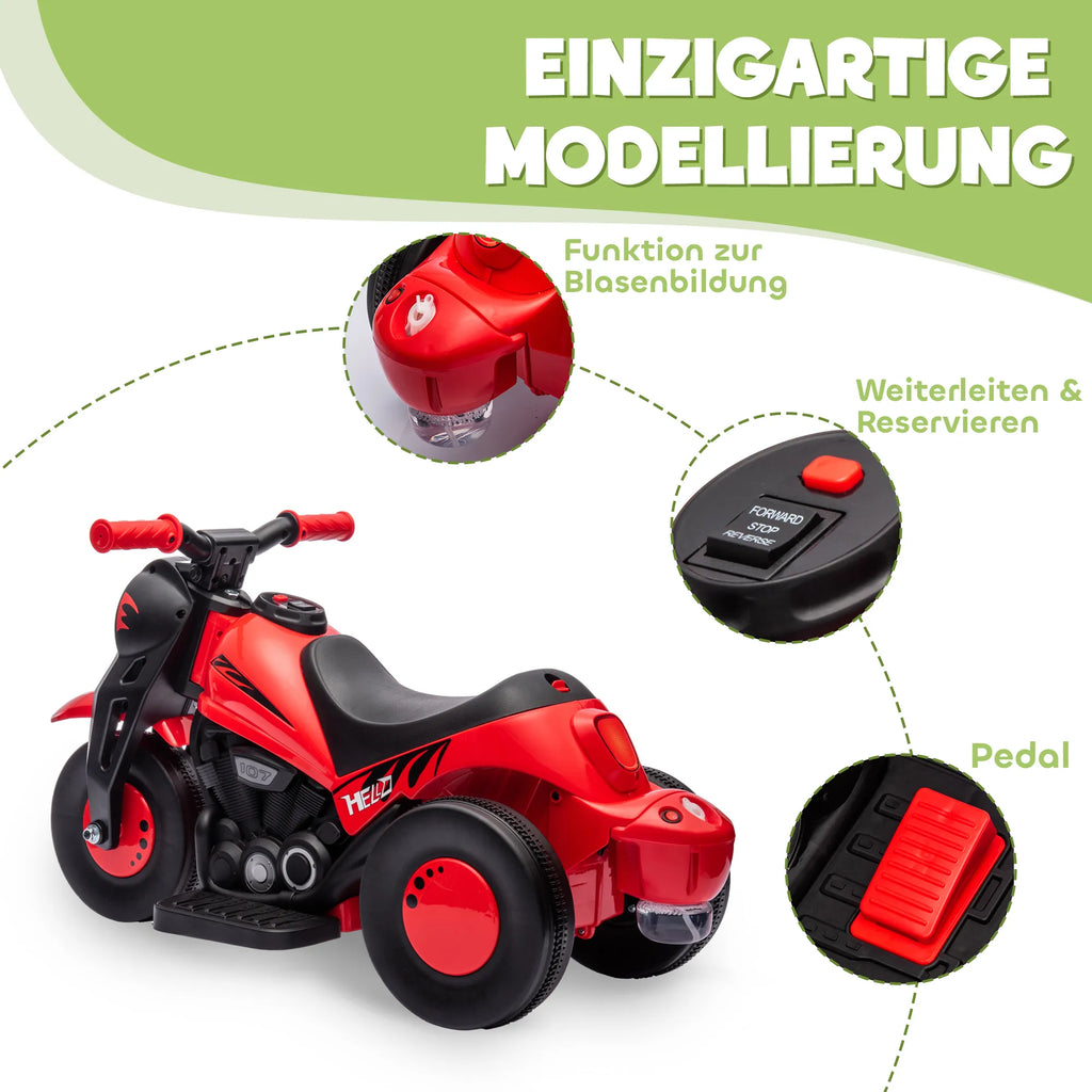 Vaikų elektrinis motociklas, 6 V vaikų motociklas su muzika, greitis 2,5–3 km/h, skirtas 2–5 metų vaikams