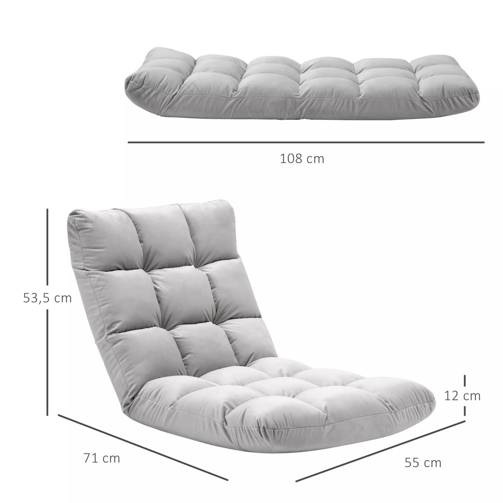 Sulenkiama grindinė kėdė su atlošo reguliavimo funkcija, paminkštinta poilsio kėdė TV žiūrėjimui, skaitymui, meditacijos kėdė "Lazy Sofa" skaitymo fotelis meditacijai namuose, pilka