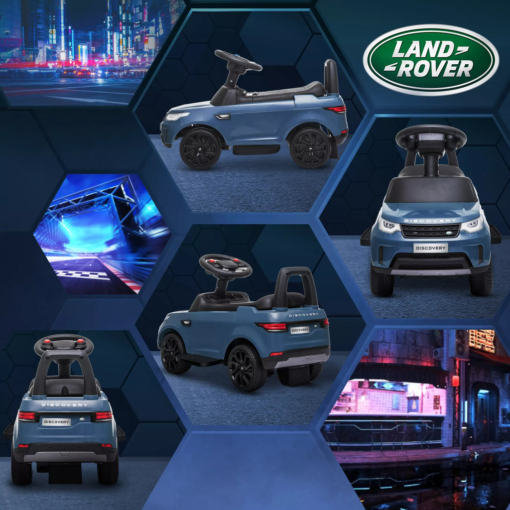 Elektrinis vaikų automobilis 6 V, „Land Rover“, važiavimo/stumimo režimas, žibintai, muzika, šviesiai mėlynos spalvos
