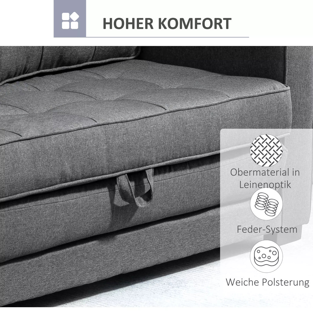 Miegamoji sofa su patalynės dėže, pilka, 147,5 x 75 x 85 cm