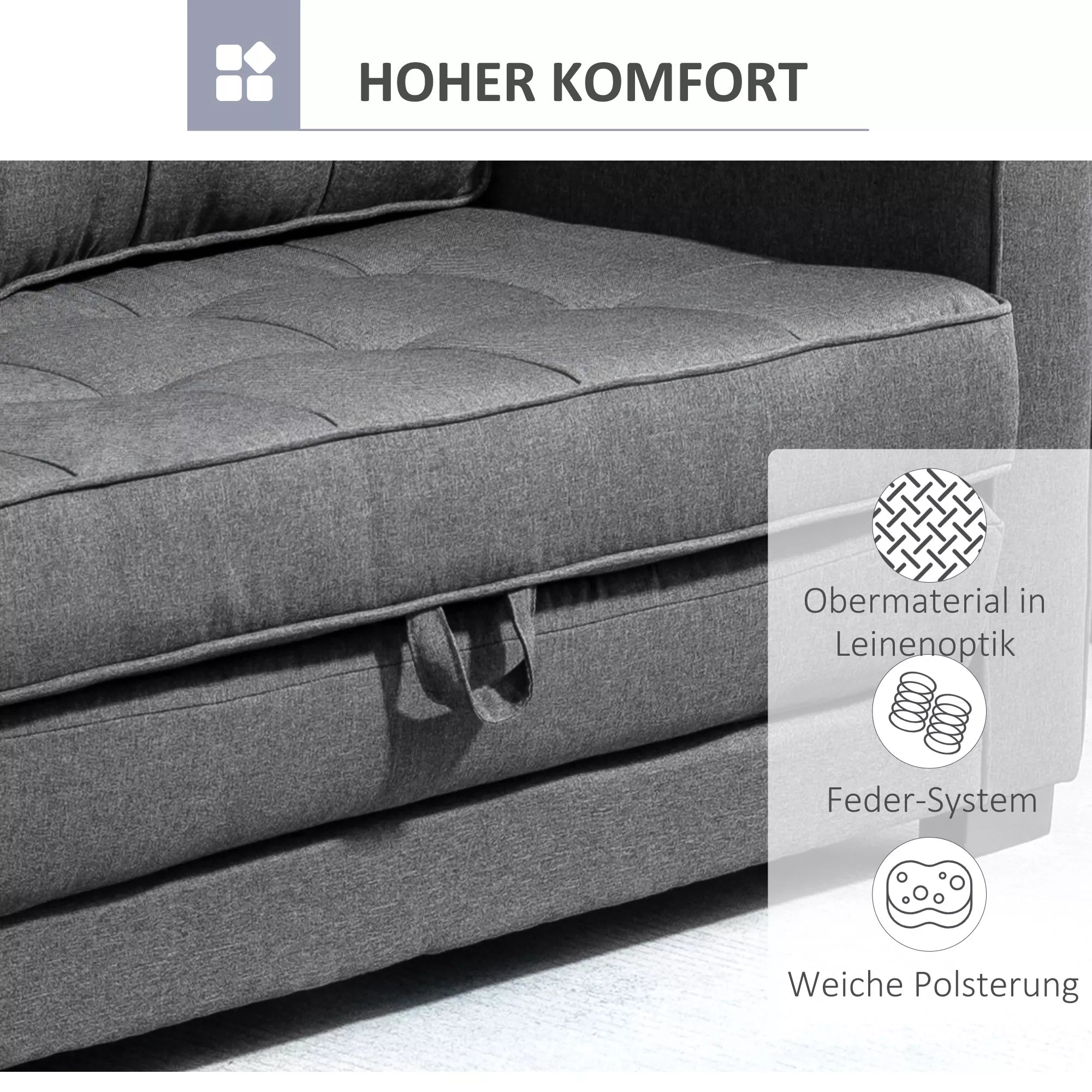 Miegamoji sofa su patalynės dėže, pilka, 147,5 x 75 x 85 cm