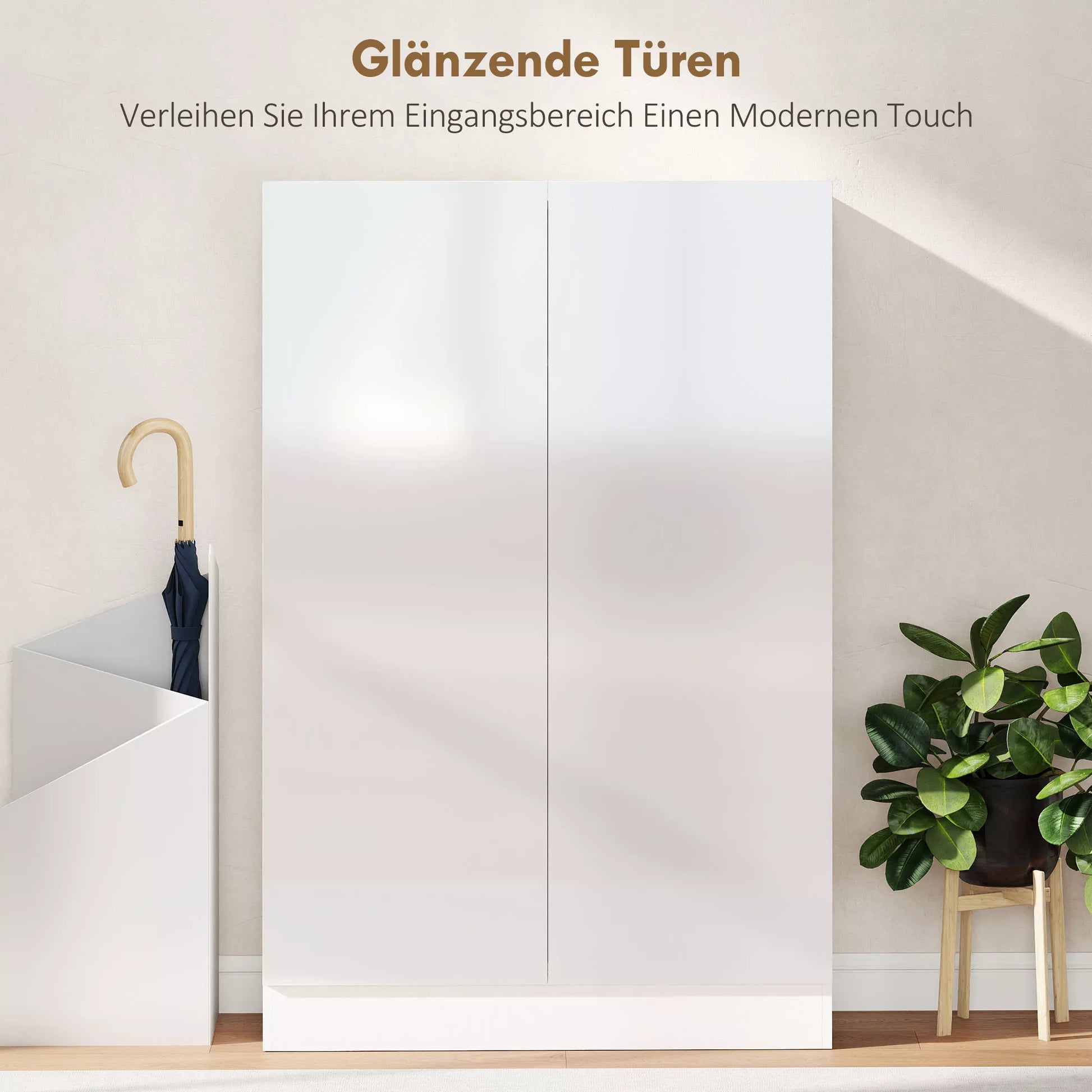 5 pakopų batų spintelė 20 poroms batų, reguliuojamos lentynos, skirta prieškambariui, koridoriui, medinė, balta