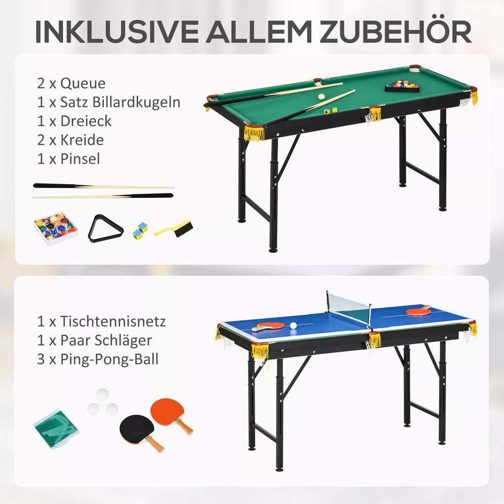 Daugiafunkcis žaidimų stalas Best Sporting 2-in-1, reguliuojamas, 140x63 cm, mėlynas/žalias