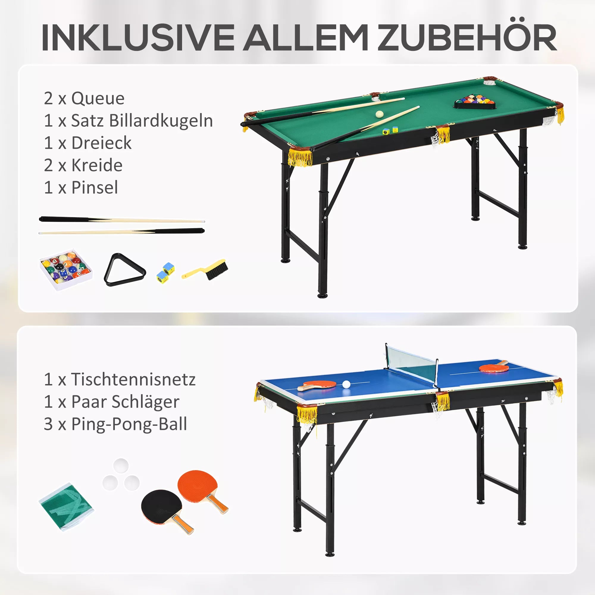 Daugiafunkcis žaidimų stalas Best Sporting 2-in-1, reguliuojamas, 140x63 cm, mėlynas/žalias