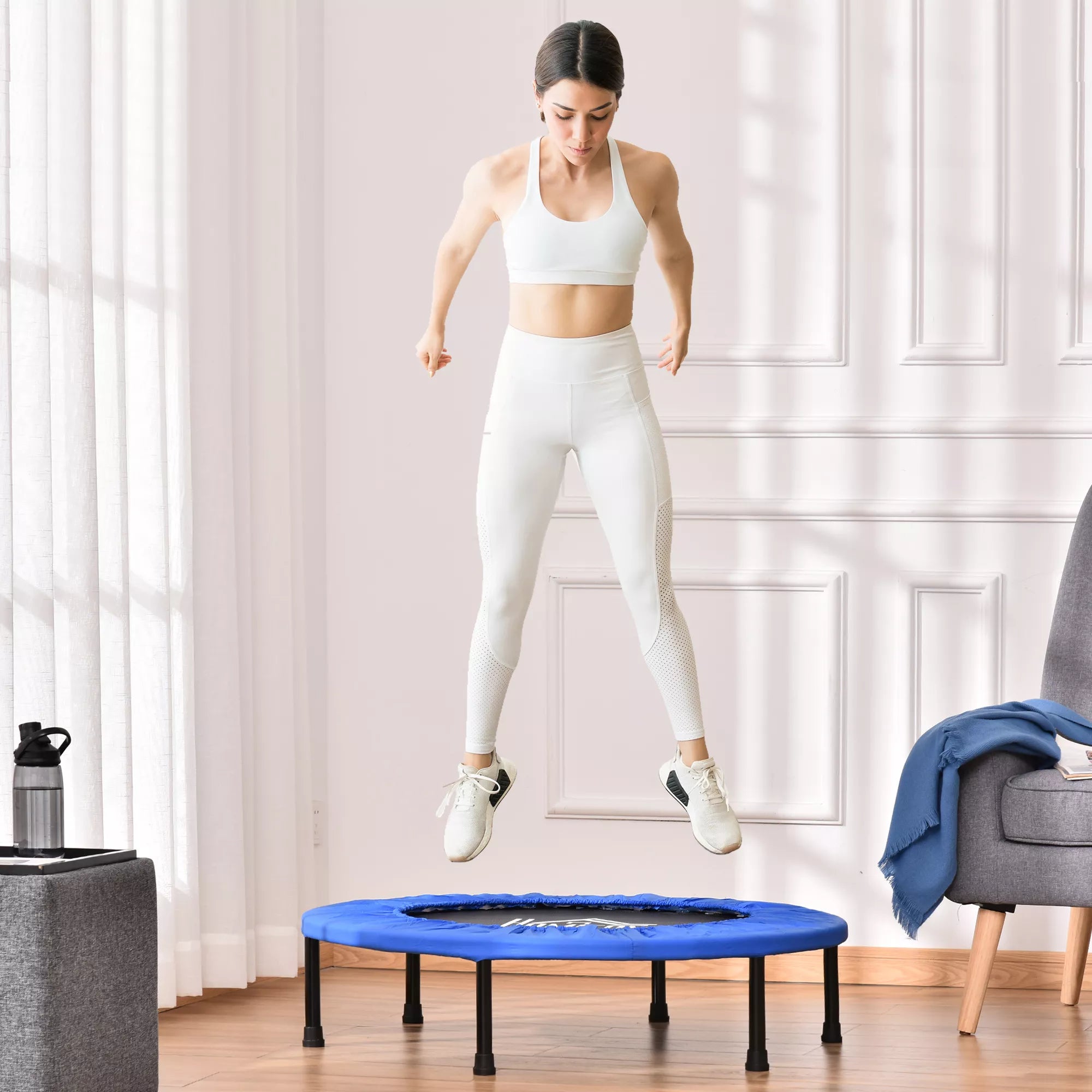 Fitness batutas Ø91 cm Mini batutas su neslystančiomis kojelėmis, atlaiko 100 kg svorį Ø91 x 22,5H cm Juodas+mėlynas