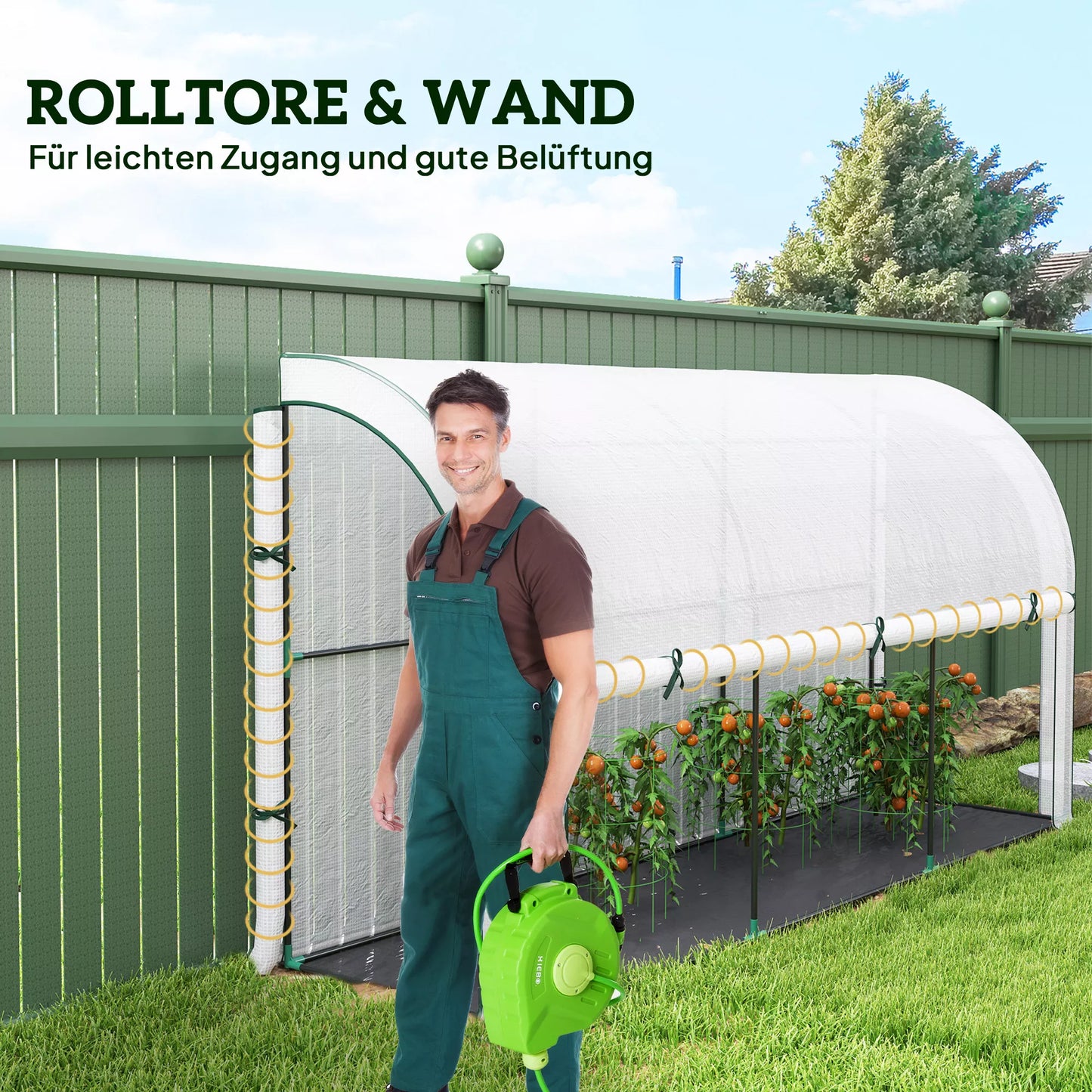 Sieninis šiltnamis, prieinamas augalų namelis, plastikinė danga, 300 x 80 x 157 cm, baltas