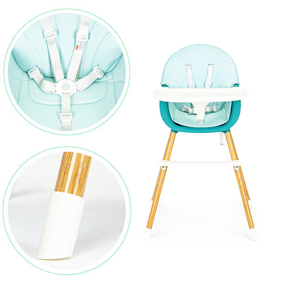 ECOTOYS 2-in-1 reguliuojama vaikiška maitinimo kėdutė, mėlyna (6–36 mėn.)