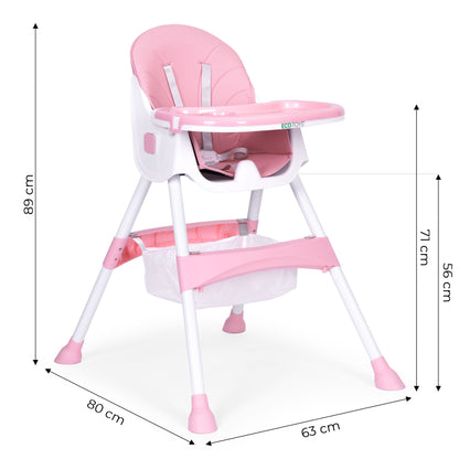 Vaikiška maitinimo kėdutė ECOTOYS 2-in-1 rožinė, 6–36 mėn.