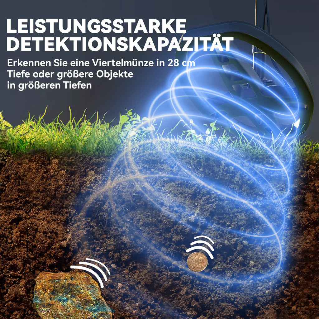 Metalo detektorius, reguliuojamas, su LCD ekranu ir IP68 riše, tamsiai pilkas