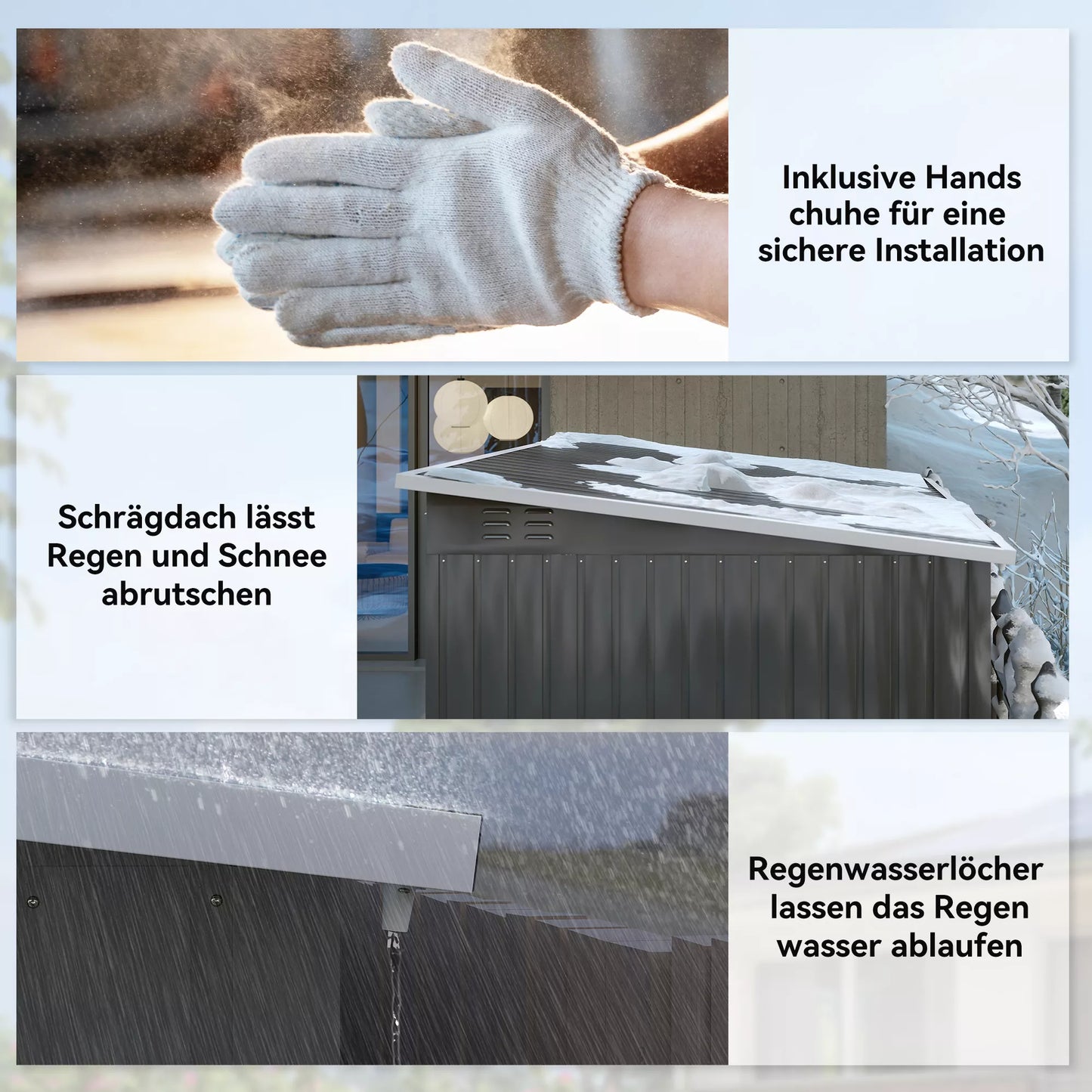 Metalinė sodo įrankių laikymo pašiūrė, su langu, plačios durys, 260 x 177 x 190 cm, tamsiai pilka