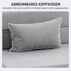 Grindų sofa, minkšta sofa, transformuojama į čiužinį, putplastis, pagalvėlės, šviesiai pilka