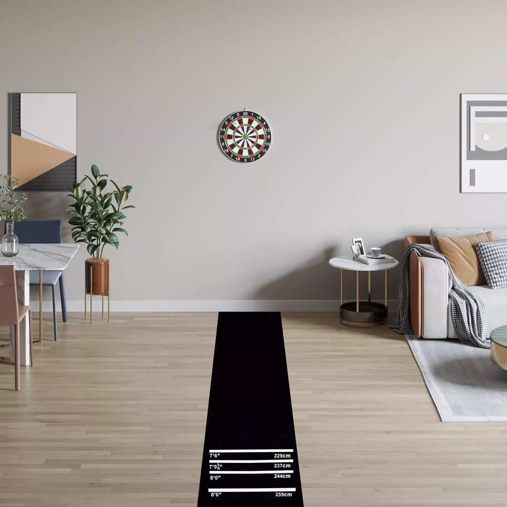 Dartmatė 300 x 61 cm Oche kilimėlis su Softdart ir Steeldart, neslystantis Dart kilimas, kilimėlis-dartmatė, Dart priedai grindims apsaugoti
