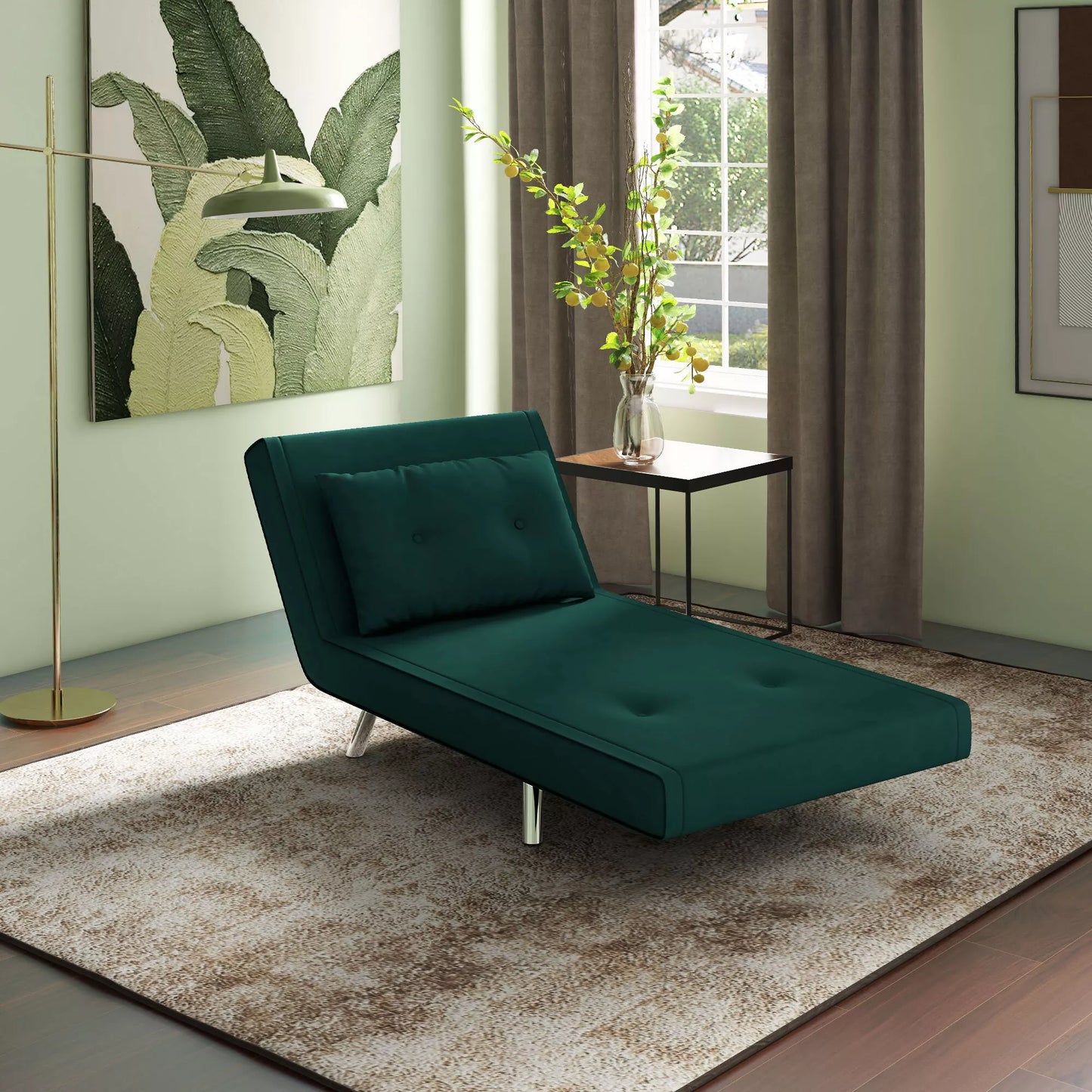 Fotelis su miegojimo funkcija, dygsniuotas sagutėmis, su lininiu paviršiumi, 77 cm x 88 cm x 83 cm, žalias