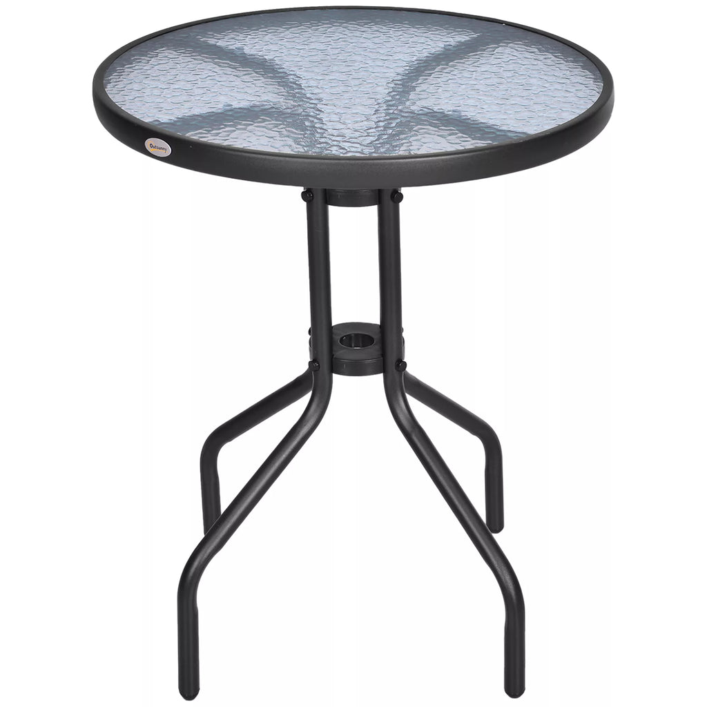 Sodo stalas Balkono stalas Bistro stalas Stiklinis stalas Pagalbinis stalas Metalas + saugus stiklas ∅60xH70cm
