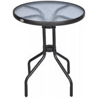 Sodo stalas Balkono stalas Bistro stalas Stiklinis stalas Pagalbinis stalas Metalas + saugus stiklas ∅60xH70cm