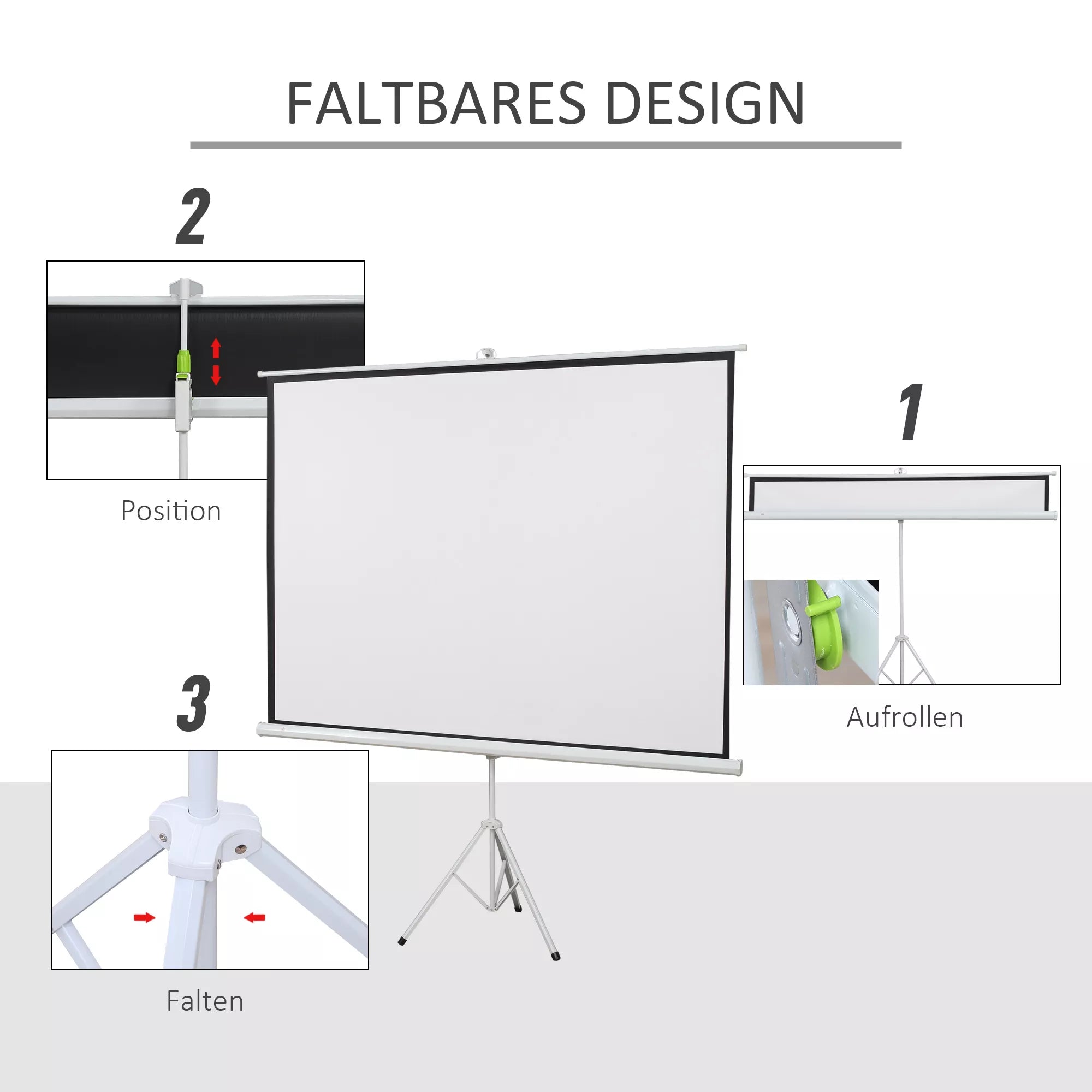 4:3 formato projekcijos ekranas, kino ekranas, pristatymų ekranas namams ar biurui, baltas
