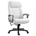 Masažinė biuro kėdė, 6 taškų masažinis pasukamas krėslas, ergonomiška, reguliuojama, dirbtinės odos, su lenkta galvos atrama ir porankiu, balta 70 x 76,5 x 114-124 cm