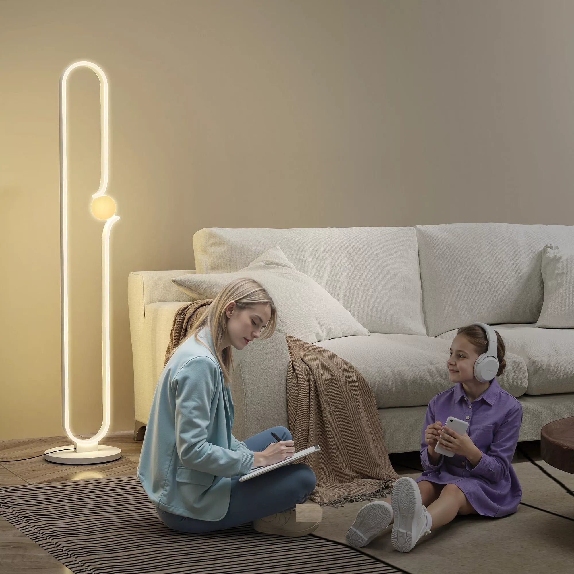 LED grindinis šviestuvas, muzikinių natų dizainas, stiklinis gaubtas, metalas, plastikas, baltas